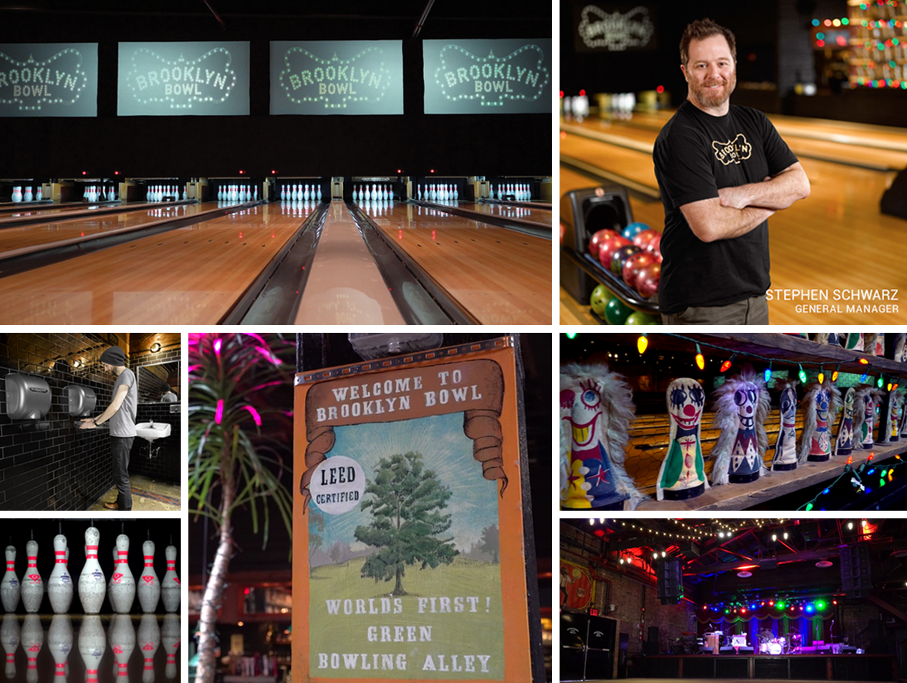 Als eerste LEED-gecertificeerde bowlingbaan ter wereld maakt Brooklyn Bowl in hun hoogwaardige toiletten gebruik van de snelle, energiezuinige XLERATOR-handdrogers