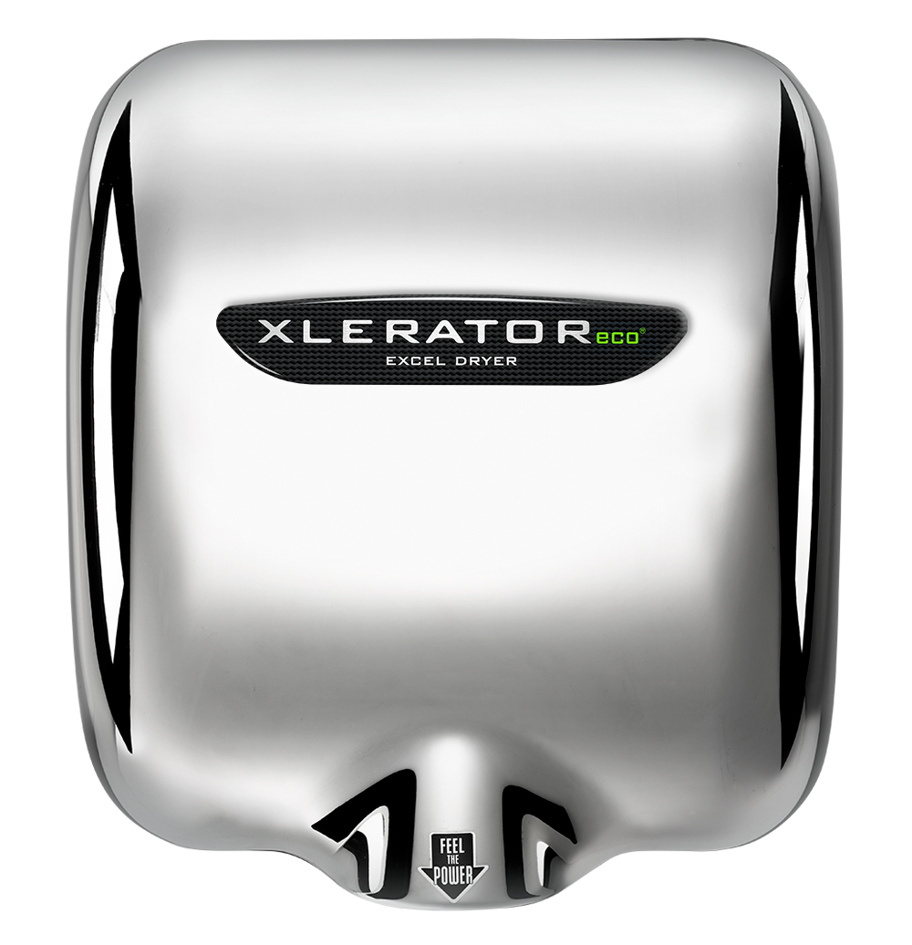 No Heat Commercial Hand Dryer LEED Credits Excel Dryer XLERATOReco XL-BW-ECO Hand Dryer 500 Watts GreenSpec Listed Automatic Sensor Surface Mounted Cover White Thermoset Resin BMC 