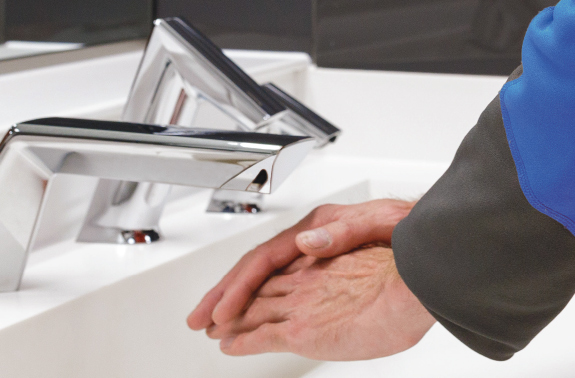 Washing hands in an XLERATORsync at Gillette Stadium