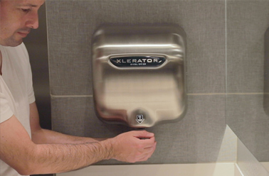 Drying Hands with an XLERATOR at the Pittsfield Police Department