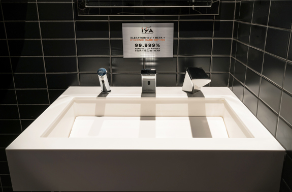 Washing hands in an XLERATORsync at Gillette Stadium